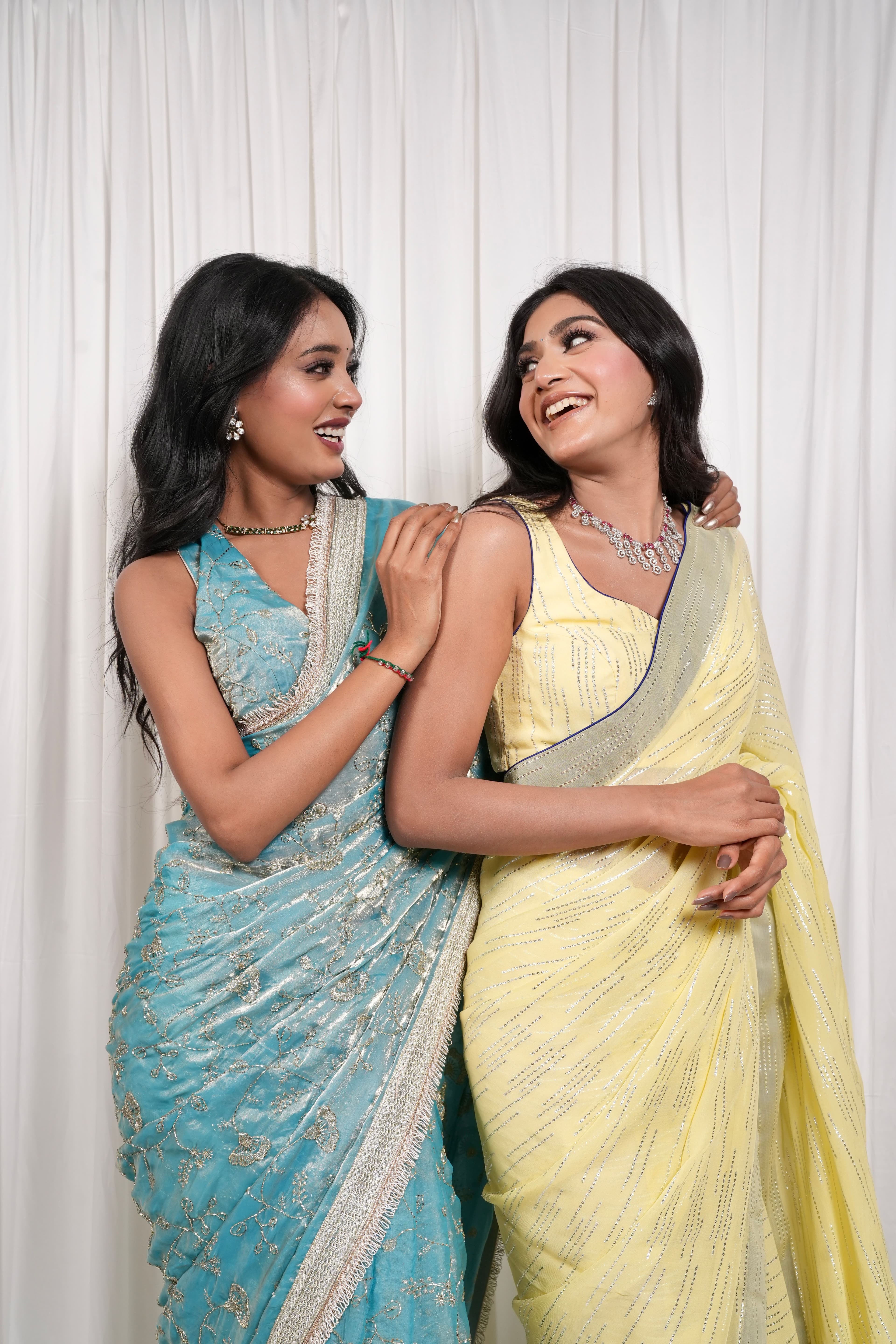 Firozi Golden Embellished Saree 8