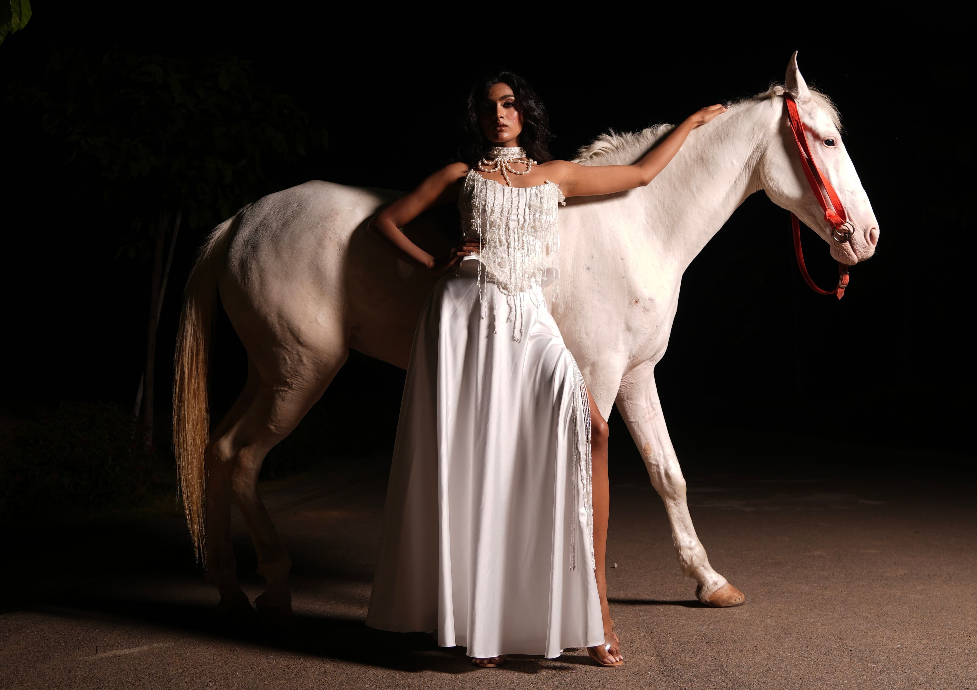 White Pearl Embellished Top & Skirt Set 4