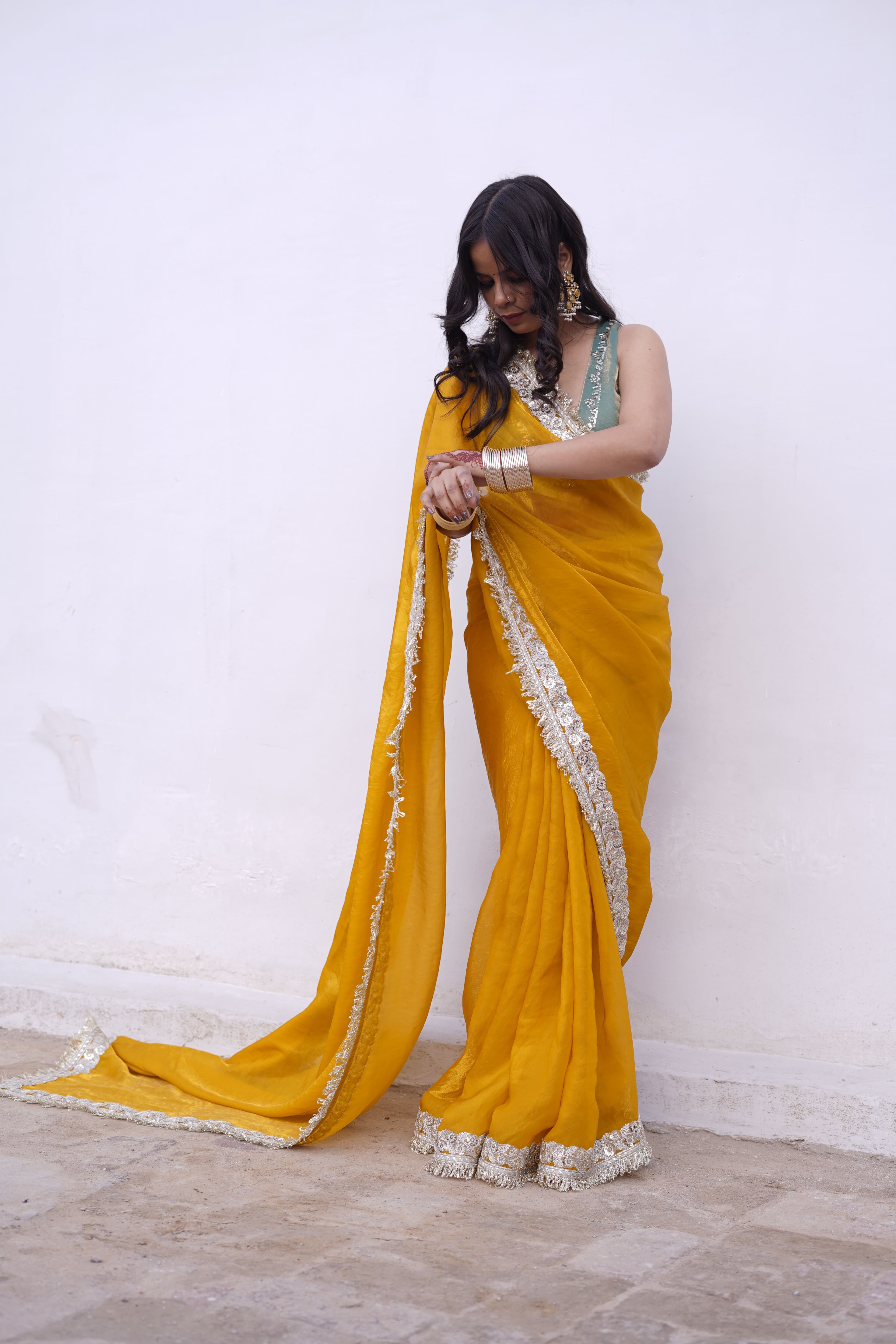 Yellow Organza Saree